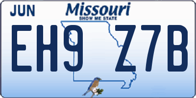 MO license plate EH9Z7B