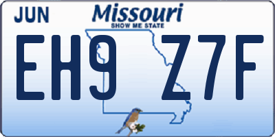 MO license plate EH9Z7F