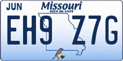 MO license plate EH9Z7G