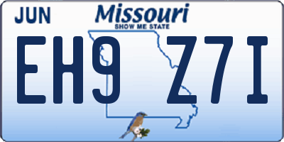 MO license plate EH9Z7I