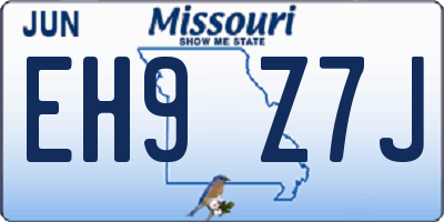 MO license plate EH9Z7J