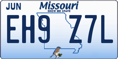 MO license plate EH9Z7L