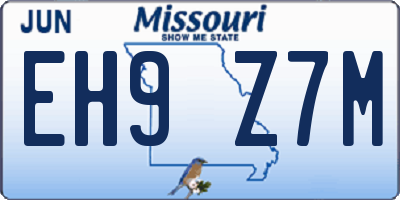 MO license plate EH9Z7M