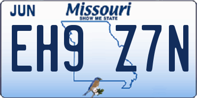 MO license plate EH9Z7N