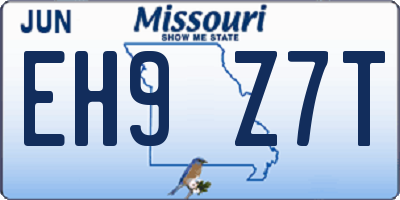 MO license plate EH9Z7T