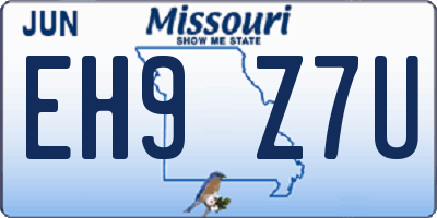 MO license plate EH9Z7U