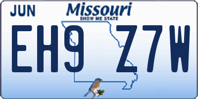 MO license plate EH9Z7W