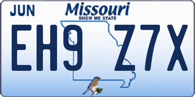 MO license plate EH9Z7X