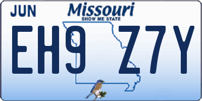 MO license plate EH9Z7Y