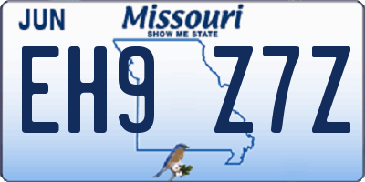 MO license plate EH9Z7Z
