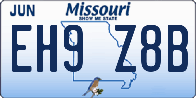 MO license plate EH9Z8B