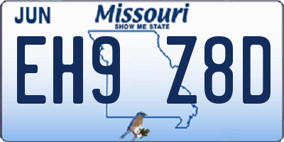MO license plate EH9Z8D