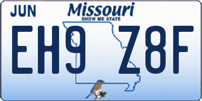 MO license plate EH9Z8F