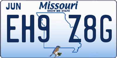 MO license plate EH9Z8G