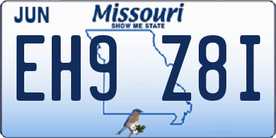 MO license plate EH9Z8I
