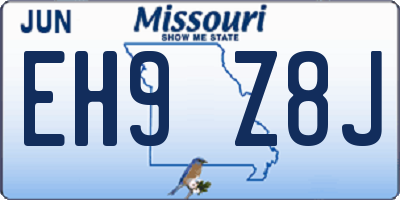 MO license plate EH9Z8J