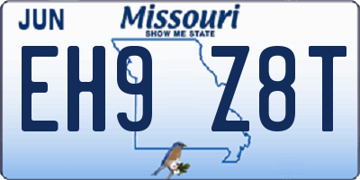 MO license plate EH9Z8T