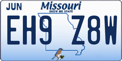 MO license plate EH9Z8W