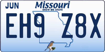 MO license plate EH9Z8X