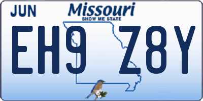 MO license plate EH9Z8Y