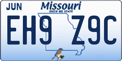 MO license plate EH9Z9C