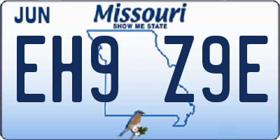MO license plate EH9Z9E