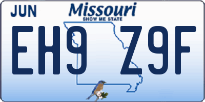 MO license plate EH9Z9F