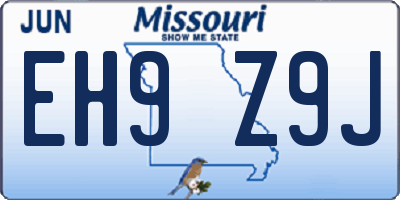 MO license plate EH9Z9J