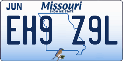 MO license plate EH9Z9L