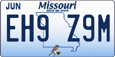MO license plate EH9Z9M