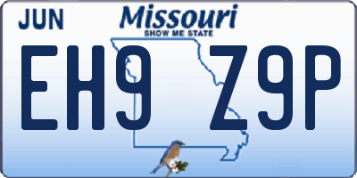 MO license plate EH9Z9P