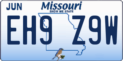 MO license plate EH9Z9W