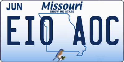MO license plate EI0A0C