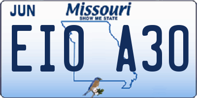 MO license plate EI0A3O