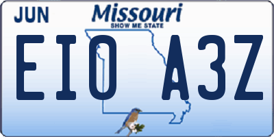 MO license plate EI0A3Z