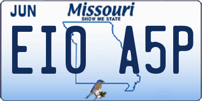 MO license plate EI0A5P