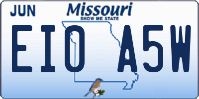 MO license plate EI0A5W