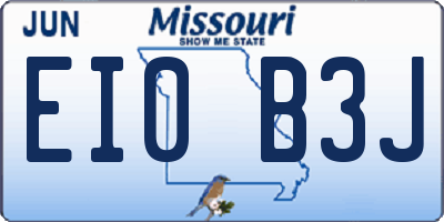 MO license plate EI0B3J