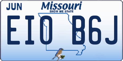 MO license plate EI0B6J