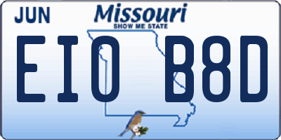 MO license plate EI0B8D