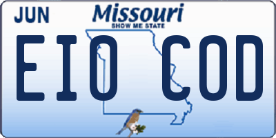 MO license plate EI0C0D