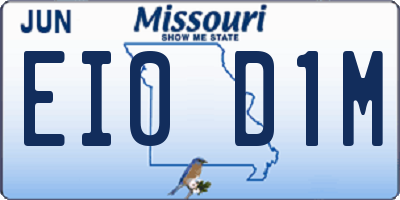 MO license plate EI0D1M