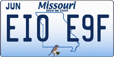 MO license plate EI0E9F