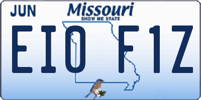 MO license plate EI0F1Z