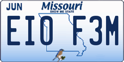 MO license plate EI0F3M