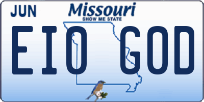 MO license plate EI0G0D
