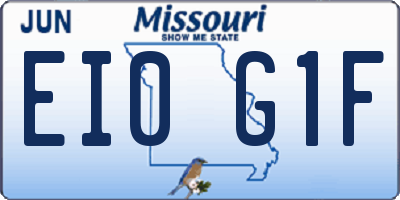 MO license plate EI0G1F