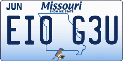 MO license plate EI0G3U