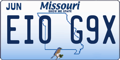 MO license plate EI0G9X