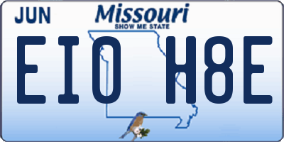MO license plate EI0H8E